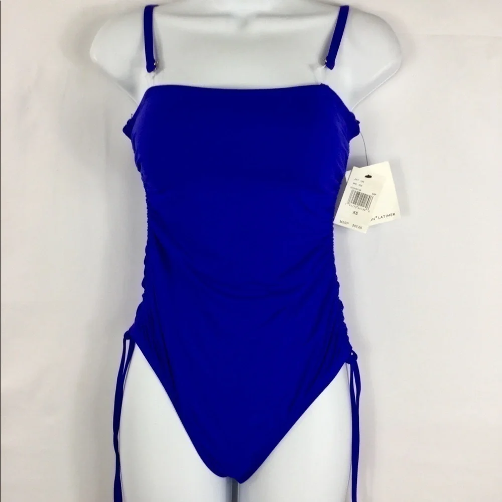 𝅺gibson Latimer Royal Blue Side Cinching One Piece Swimsuit Size XS NWT
